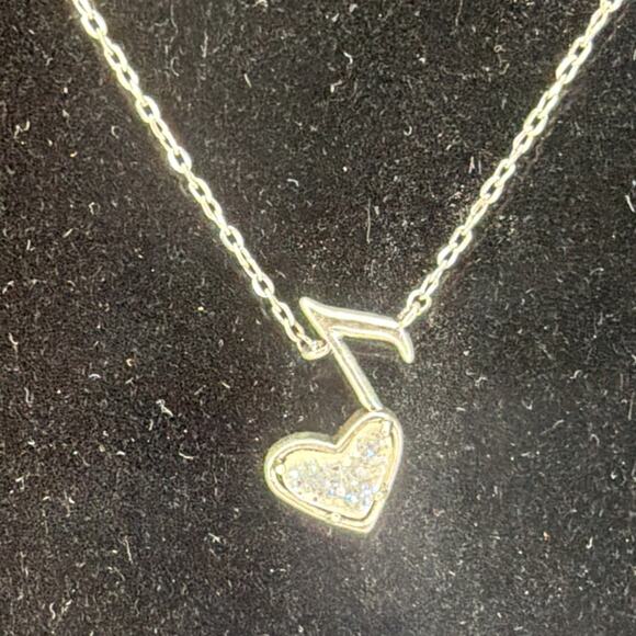 Kendra Scott Dolly Parton Ari Heart Music Note Necklace Silver Drusy Dust Bag179 - Picture 5 of 8